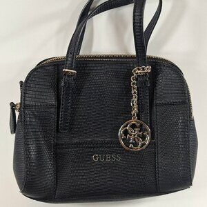 Guess Black Pebbled Leather Handbag Purse Logo